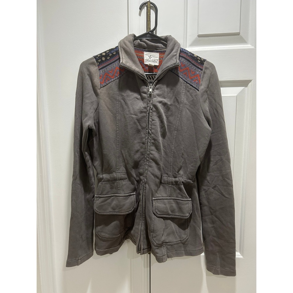 Others follow Womens Gray Knit Utility Jacket Southwestern Tribal Print